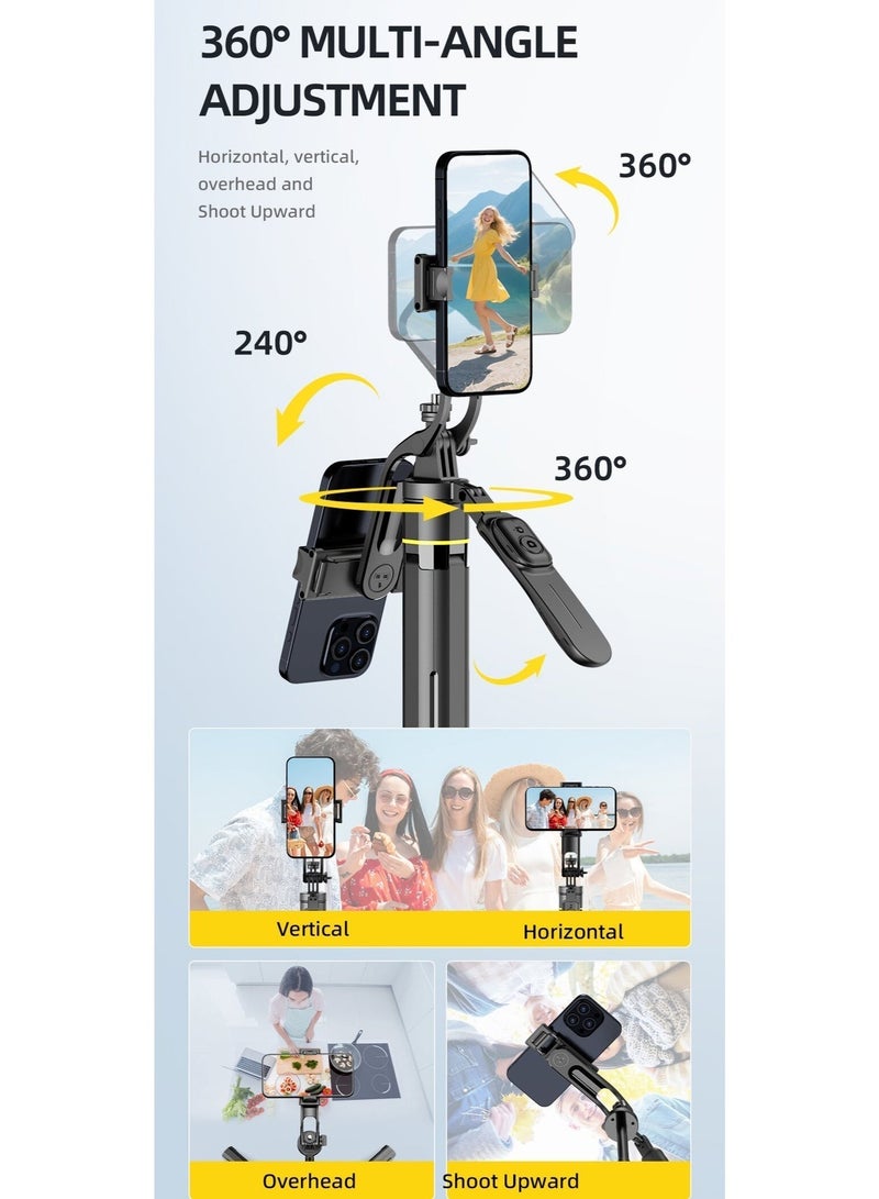 CiYatt 71.25 Inches  Extra Long Selfie Stick Tripod Anti-shake Selfie Stick with auto open,Quadripod Stand with Rechargeable Bluetooth Remote for Mobile Phone, Suitable for both smartphone and camera - Image 2